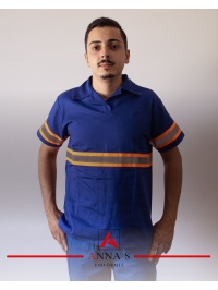 Jaleco de brim com faixa
